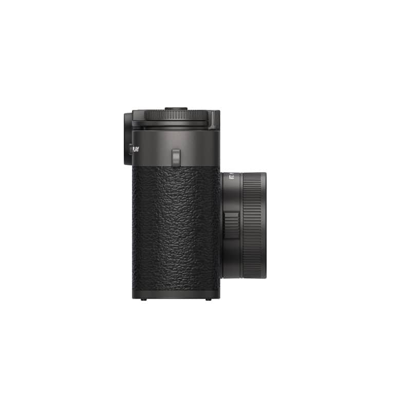 Fujifilm X-HF1 Kamera in Anthrazit, seitliche Ansicht.